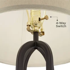 360 Lighting Marcel Modern Table Lamps Set Of 2 With Square Risers 24 1/4" High LED Nightlight USB Charging Port Black Natural Shade For Bedroom Desk -Home Lighting GUEST 35851e51 5193 415d 90d2 e8d343708ea5