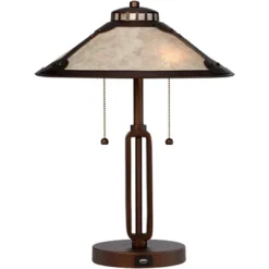 Franklin Iron Works Samuel Industrial Desk Lamp 20" High Rubbed Bronze With USB Charging Port Natural Mica Shade For Bedroom Living Room Bedside Desk -Home Lighting GUEST 3622d138 1f40 4ea5 b00a 1d902a2f2ae3