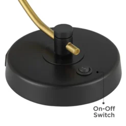 Possini Euro Design Modern Mid Century Desk Lamp 28 1/2" Tall Warm Gold Black With Dual USB Charging Ports For Bedroom Living Room Office Reading Home -Home Lighting GUEST 37d827a2 bca5 4123 ad36 397ef850feaf