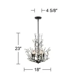 Regency Hill Aurine Matte Black Pendant Chandelier 18" Wide Modern Clear Crystal Glass Leaf 5-Light Fixture For Dining Room Foyer House Kitchen Island -Home Lighting GUEST 3da0b87a e555 4f4a 93e3 155bc57be3cf