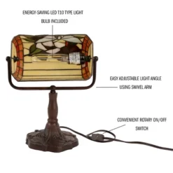 Hasting Home Tiffany-Style Stained Glass Butterfly Bankers Lamp -Home Lighting GUEST 3daa5666 bdc4 4e2a 8e11 526551a7958c