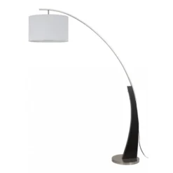 FC Design 71.5" Tall Drum Shade Arched Floor Lamp With Unique Black Wood Pole And Metal Base -Home Lighting GUEST 3de95c17 0c3b 45e3 94f9 5a8a9482ba2a