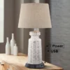 360 Lighting Helene Country Cottage Table Lamp 26" High Cream White Ceramic With Dimmable USB Workstation Base Tan Drum Linen For Living Room Desk -Home Lighting GUEST 3e843159 a1ce 4ec5 af94 f2079a3e39d8
