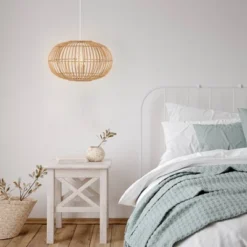 17.5" 1-Light Leo Farmhouse Coastal Rattan LED Pendant Brown - JONATHAN Y -Home Lighting GUEST 3eae18ef f2d5 4b83 bab0 2c3c93816ce5