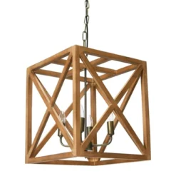 Metal/Wood Chandelier Natural Brown - Storied Home -Home Lighting GUEST 3ee85639 5f22 4459 b0c5 7ad9d95129d5