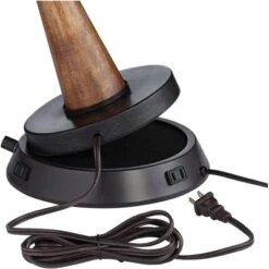 360 Lighting Modern Table Lamp With Dimmable USB And Outlet Workstation Base 24.5" High Bronze Tan Fabric Cylinder For Living Room Desk Bedroom -Home Lighting GUEST 41c5ffa2 ce2c 4bcb 91c4 6647179648af 1