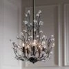 Regency Hill Aurine Matte Black Pendant Chandelier 18" Wide Modern Clear Crystal Glass Leaf 5-Light Fixture For Dining Room Foyer House Kitchen Island -Home Lighting GUEST 41e2ed59 9195 419b bd6b e8310773a65e