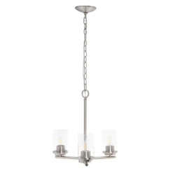 3-Light 15" Classic Contemporary Clear Glass/Metal Hanging Pendant Chandelier - Lalia Home -Home Lighting GUEST 41e42e8f 4c3c 4fee bfa6 c09f5cf449ca