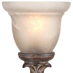 Regency Hill French LED Uplight Desk Table Lamp 18" High Beige Wash Candlestick Alabaster Glass Shade For Bedroom Bedside Office -Home Lighting GUEST 423645ce 8f37 4e93 8a6c 0aa0ee029e7e