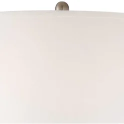 360 Lighting Geoff Modern Table Lamps 26" High Set Of 2 Brushed Nickel With USB Charging Port Table Top Dimmers White Drum Shade For Living Room Desk -Home Lighting GUEST 432d54b7 bdac 4d64 9456 d70c6afc1a37