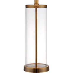 360 Lighting Coastal Table Lamp 26" High Glass Cylinder Gold Fillable White Drum Shade For Living Room Family Bedroom Bedside Nightstand -Home Lighting GUEST 4426776d a216 4ff9 9f89 ab5b29f474bc