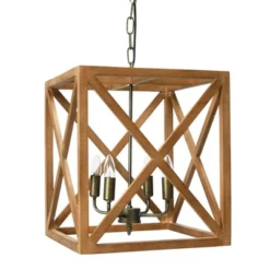 Metal/Wood Chandelier Natural Brown - Storied Home -Home Lighting GUEST 449c32d1 f3b4 4433 a194 053100804c58