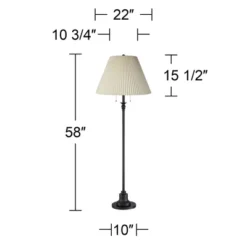 360 Lighting Spenser Retro Art Deco 58" Tall Floor Lamp Oiled Bronze Brown Beige Fabric Pleated Empire Shade For Living Room Bedroom House -Home Lighting GUEST 45074a01 0be9 4fb6 83c3 f40042529b38