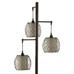 Collective Design Abode 84 Clifton 72-Inch Mid Century Modern Style Floor Lamp With 3 Woven Caged Metal Wire Glass Shades, Dark Bronze -Home Lighting GUEST 48829a03 2ba5 4404 a6a4 7e6a449a68e0