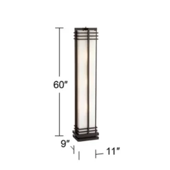 Possini Euro Design Modern Art Deco Floor Lamp Standing 60" Tall Espresso Wood Beige Linen Column Shade For Living Room Bedroom Office House Home -Home Lighting GUEST 48ae3e29 0ae4 4a82 abd2 da3971a05e3d