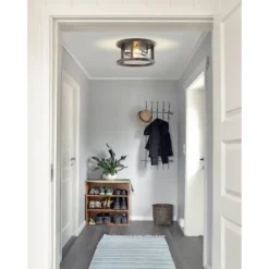 12.75" 2-Light LED Iron Rustic Industrial Flush Mount Brown - JONATHAN Y -Home Lighting GUEST 4a34ad7d eb4a 4032 936f f99a8c590a93