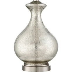 360 Lighting Albert Modern Table Lamp 24 3/4" High Mercury Glass Gourd Oatmeal Drum Shade For Bedroom Living Room Bedside Nightstand Office Kids House -Home Lighting GUEST 4bd7e1b8 6f32 476a b62b bc61b99c0be3