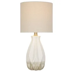 19" Textured Ceramic Accent Table Lamp With Linen Shade (Includes LED Light Bulb) White - Cresswell Lighting 9 19" Textured Ceramic Accent Table Lamp With Linen Shade (Includes LED Light Bulb) White - Cresswell Lighting -Home Lighting GUEST 4cfd08b5 8128 4ad9 9aef f4ab8aceba19