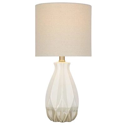 19" Textured Ceramic Accent Table Lamp With Linen Shade (Includes LED Light Bulb) White - Cresswell Lighting 6 19" Textured Ceramic Accent Table Lamp With Linen Shade (Includes LED Light Bulb) White - Cresswell Lighting - Image 4