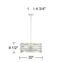 Possini Euro Design Smart Polished Nickel Chandelier 20" Wide Modern Drum Clear Crystal 6-Light Fixture For Dining Room House Foyer Kitchen Island -Home Lighting GUEST 4db469a4 ddae 43f0 984f b6ae1b3c867e