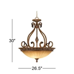 Kathy Ireland Sterling Estate Golden Bronze Pendant Chandelier 26 1/2" Wide Rustic Champagne Bowl Shade 3-Light Fixture For Dining Room Kitchen Island -Home Lighting GUEST 4fa68b34 8e65 47f5 9fcf bfafcfbdf1ac