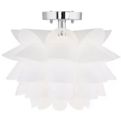 Possini Euro Design Modern Ceiling Light Semi Flush Mount Fixture 15 3/4" Wide White Flower For Bedroom Kitchen Living Room Hallway Bathroom House -Home Lighting GUEST 4fe36d76 9541 4783 8b53 7bf214cc1f2c
