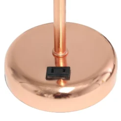 19.5" Bedside Power Outlet Base Metal Table Desk Lamp Rose Gold With White Fabric Shade - Creekwood Home -Home Lighting GUEST 52d88379 d4df 4749 93fc be1998fd581b