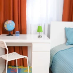 10.5" Petite Metal Stick Bedside Table Desk Lamp In Sand Nickel With Fabric Shade Green - Creekwood Home -Home Lighting GUEST 5635a17c 8930 43fe 9d7f b73f6a12a28c