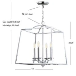 19" Metal Gloria Ceiling Light (Includes Energy Efficient Light Bulb) Chrome - JONATHAN Y -Home Lighting GUEST 58e85543 238d 4f94 9925 67e0f489c78c