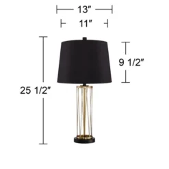 360 Lighting Nathan Modern Table Lamps 25 1/2" High Set Of 2 Gold Metal With USB Charging Ports Black Drum Shade For Bedroom Living Room Home Desk -Home Lighting GUEST 59752d0d bf32 4826 a355 86c1db367ead