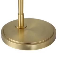 Possini Euro Design Modern Arc Floor Lamp Standing 62 1/2" Tall Warm Gold Offset Arm White Linen Drum Shade For Living Room Reading Family Bedroom -Home Lighting GUEST 5a927ca2 2552 4b3b 8acc 2dcb5a88678b