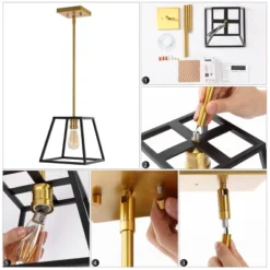 9.25" 1-Light Girard Farmhouse Industrial Iron LED Pendant Black/Brass Gold - JONATHAN Y -Home Lighting GUEST 5b9a7292 d95c 4699 b680 63846763f847