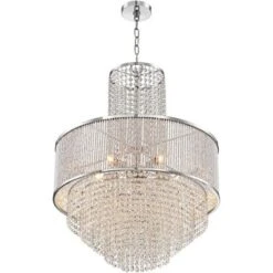 Vienna Full Spectrum Pioggia Chrome Pendant Chandelier 23 1/2" Wide Modern Crystal 5-Light Fixture For Dining Room House Foyer Kitchen Island Entryway -Home Lighting GUEST 5bbea872 6b51 4d10 a91b 1744b551ad9d