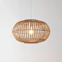 17.5" 1-Light Leo Farmhouse Coastal Rattan LED Pendant Brown - JONATHAN Y -Home Lighting GUEST 5d12d1d1 2c0e 4d02 81e2 b244a7d6a83f