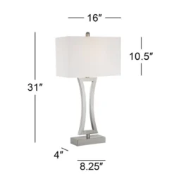 360 Lighting Roxie Modern Table Lamps 31" Tall Set Of 2 Brushed Nickel Metal Off White Fabric Rectangular Shade For Bedroom Living Room Bedside Office -Home Lighting GUEST 63341254 36f6 45f0 af3e 3df14056e156