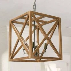 Metal/Wood Chandelier Natural Brown - Storied Home -Home Lighting GUEST 6a0ca127 6da2 49ba 92f1 eb251fd9a23f