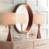 360 Lighting Omar Modern Modern Mid Century Table Lamps 28 3/4" Tall Set Of 2 Brown Wood Oatmeal Tapered Drum Shade For Bedroom Living Room Bedside -Home Lighting GUEST 6aef1581 2c65 4013 a9ca 3d916318f5f6