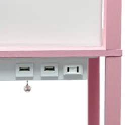 Floor Lamp Etagere Organizer Storage Shelf With 2 USB Charging Ports And Linen Shade - Simple Designs -Home Lighting GUEST 6b2f022c b119 43be b31c 5c0f7aabcafc