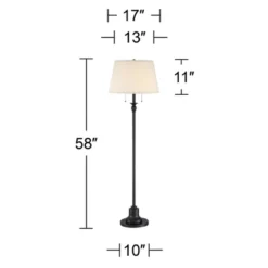 360 Lighting Spenser Rustic Farmhouse Floor Lamp 58" Tall Oiled Bronze Metal Off White Linen Empire Shade For Living Room Bedroom Office House Home -Home Lighting GUEST 6bf91222 0335 495e 983e b92887076e61