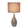 18.11" Traditional Standard Ceramic Dewdrop Table Desk Lamp With Matching Fabric Shade Gray - Creekwood Home
