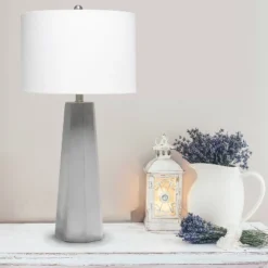 Concrete Pillar Table Lamp With Fabric Shade White - Lalia Home -Home Lighting GUEST 6d312c00 03c7 4a21 8ada ececd9868fb4