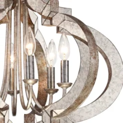 Possini Euro Design Ornament Aged Silver Gold Bronze Chandelier 23 1/4" Wide Industrial 6-Light Fixture For Dining Room Foyer Kitchen Island Entryway -Home Lighting GUEST 6dadb5e9 b10d 4bf6 9151 269ecf0c2211