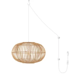 17.5" 1-Light Leo Farmhouse Coastal Rattan LED Pendant Brown - JONATHAN Y -Home Lighting GUEST 6e912d1a ce48 4dc9 aa41 589c055cdd59