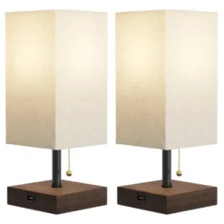 Small Table Lamp Set With Wood Base – Set Of 2 Modern Rectangle Lights With LED Bulb IncludeDecor Living Room, Bedroom, Or Home Office By Lavish Home 12 Small Table Lamp Set With Wood Base – Set Of 2 Modern Rectangle Lights With LED Bulb IncludeDecor Living Room, Bedroom, Or Home Office By Lavish Home -Home Lighting GUEST 75523082 d5ad 47e8 85e0 24d20cbdfd21