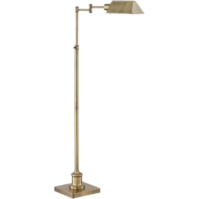 Regency Hill Jenson Traditional Pharmacy Floor Lamp With Black Riser 54" Tall Aged Brass Adjustable Swing Arm Metal Shade For Living Room Reading 6 Regency Hill Jenson Traditional Pharmacy Floor Lamp With Black Riser 54" Tall Aged Brass Adjustable Swing Arm Metal Shade For Living Room Reading - Image 4