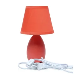 9.45" Petite Ceramic Oblong Bedside Table Desk Lamp With Matching Tapered Drum Shade Orange - Creekwood Home -Home Lighting GUEST 799a9649 a8cc 4523 8892 57d4ac0577c4