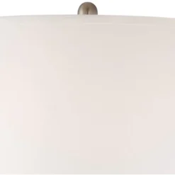 360 Lighting Geoff Modern Table Lamps 26" High Set Of 2 Brushed Nickel With USB Charging Port White Drum Shade For Bedroom Living Room Bedside Desk -Home Lighting GUEST 7abbf159 31a5 40d1 9781 1e5ec631efc7