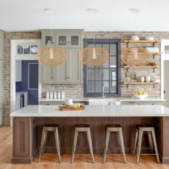 17.5" 1-Light Leo Farmhouse Coastal Rattan LED Pendant Brown - JONATHAN Y -Home Lighting GUEST 7acac195 1bb9 4729 ba3e d1995ec91c61