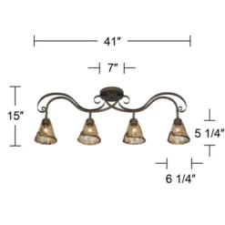 Pro Track 4-Head Ceiling Track Light Fixture Kit Adjustable Brown Bronze Finish Organic Amber Glass Western Kitchen Bathroom Living Room 41" Wide -Home Lighting GUEST 7c81d4e5 d4e1 460e a608 15f4804b8e04