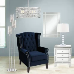 Possini Euro Design Smart Polished Nickel Chandelier 20" Wide Modern Drum Clear Crystal 6-Light Fixture For Dining Room House Foyer Kitchen Island -Home Lighting GUEST 7cb58b6e 77ea 4707 a753 ccf6f51f636c